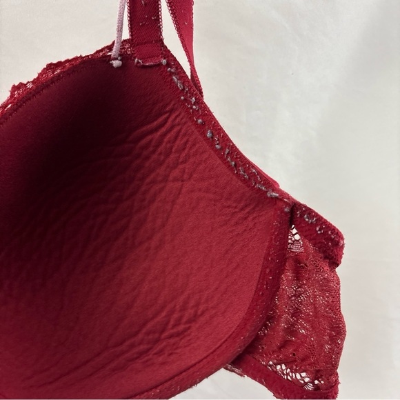 Victoria Secret Women Bra 38DD Red Violet Lace Dream Angels Lined Demi Underwire - Picture 11 of 16